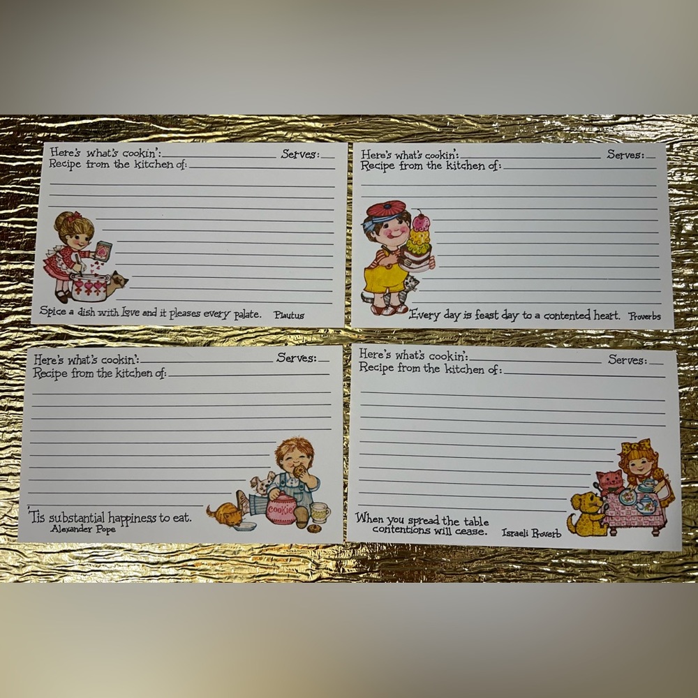 Recipe Cards Collectible Vintage Here’s what’s cooking 4 Designs Qty: 16